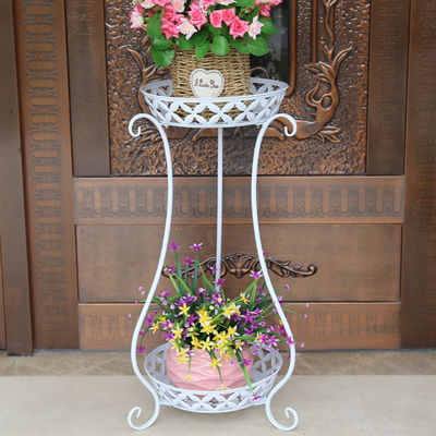 Floor Style Anti Slip H60cm 2 Tier Metal Plant Stand