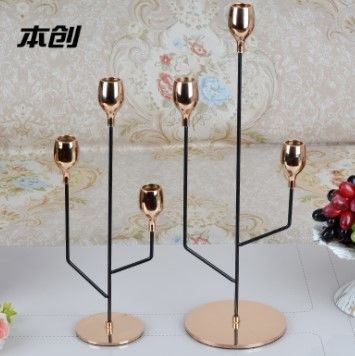 Anti Rust Nordic One Tier Gold Metal Candle Holders