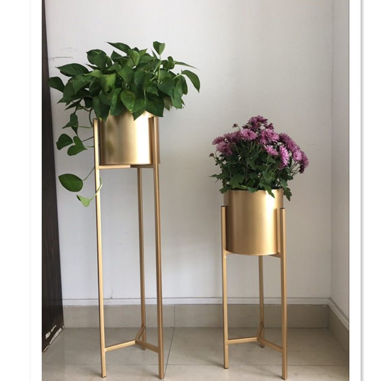 Anti Corrosion Gold Single Tier H75cm Metal Flower Stand